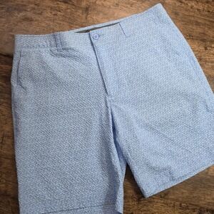 PRO TOUR Golf Shorts Mens 36 Blue Seersucker Citrus Print Performance Flat Front